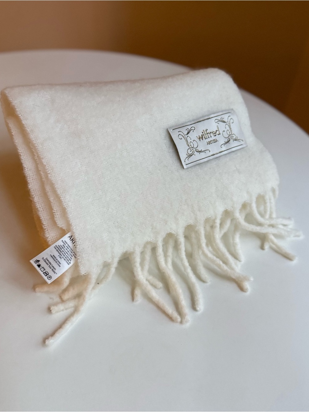 ИAritzia Wilfred Wool Scarf Ivory Cream Fringe Winter Blanket 80" Scarves